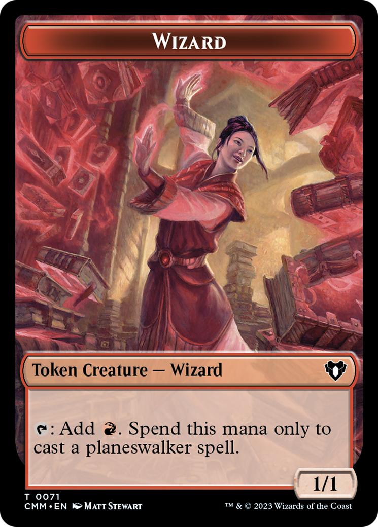 Chandra, Torch of Defiance Emblem // Wizard Double-Sided Token [Commander Masters Tokens] | Mindsight Gaming