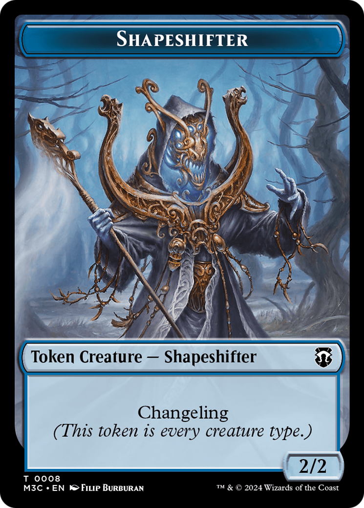 Beast (0010) (Ripple Foil) // Shapeshifter (0008) Double-Sided Token [Modern Horizons 3 Commander Tokens] | Mindsight Gaming