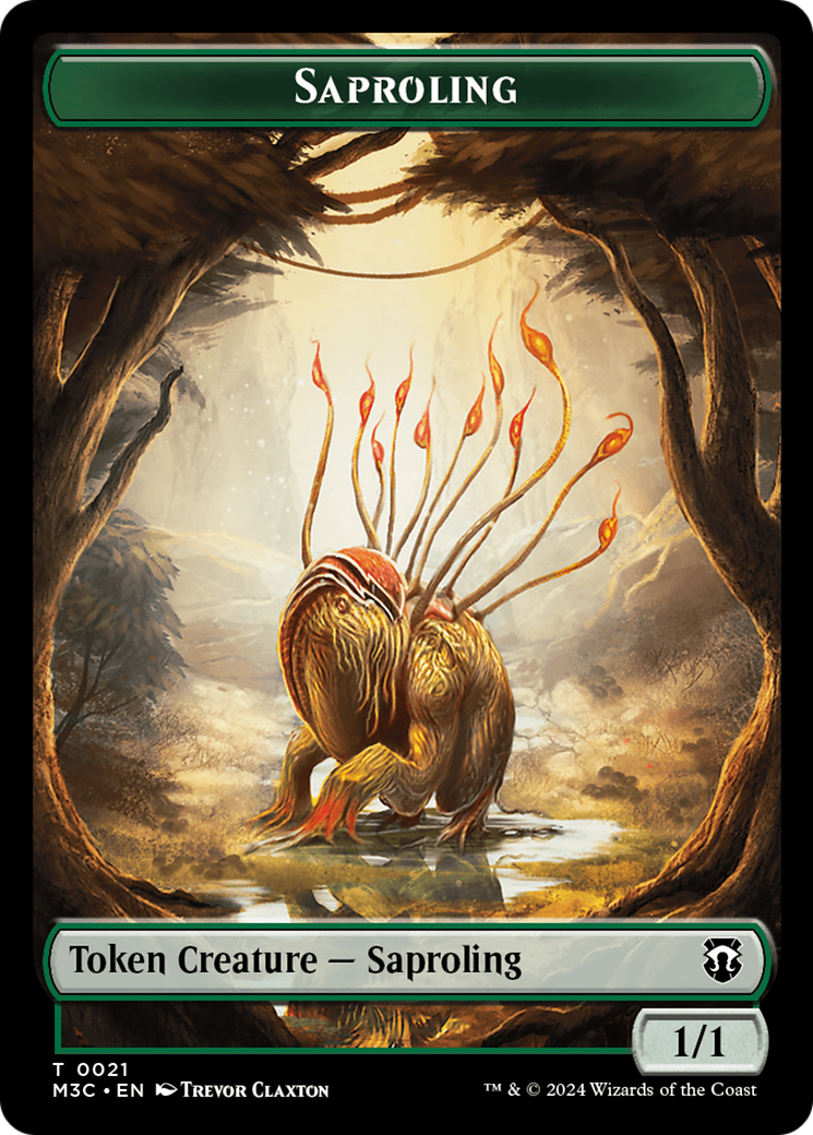 Tarmogoyf (Ripple Foil) // Saproling Double-Sided Token [Modern Horizons 3 Commander Tokens] | Mindsight Gaming