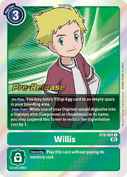 Willis [BT8-091] [New Awakening Pre-Release Cards] | Mindsight Gaming