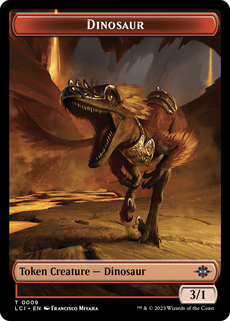 Treasure (0018) // Dinosaur (0009) Double-Sided Token [The Lost Caverns of Ixalan Tokens] | Mindsight Gaming