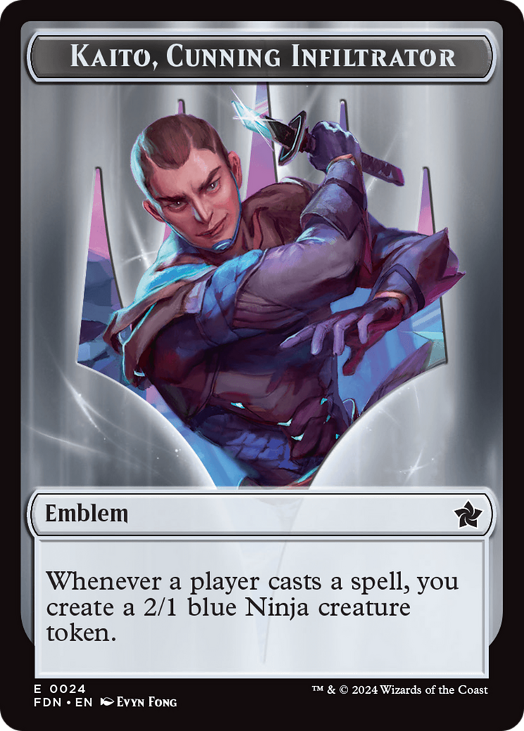 Emblem - Kaito, Cunning Infiltrator // Ninja Doubled-Sided Token [Foundations Tokens] | Mindsight Gaming