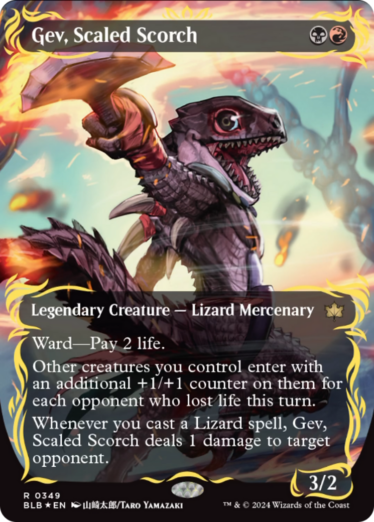 Gev, Scaled Scorch (Borderless) (Raised Foil) [Bloomburrow] | Mindsight Gaming