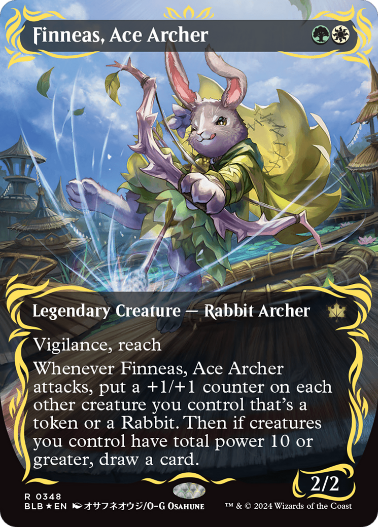 Finneas, Ace Archer (Borderless) (Raised Foil) [Bloomburrow] | Mindsight Gaming