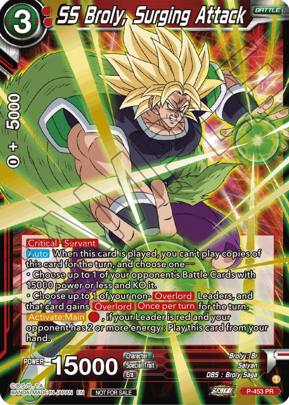 SS Broly, Surging Attack (Championship Selection Pack 2023 Vol.1) (Holo) (P-453) [Tournament Promotion Cards] | Mindsight Gaming