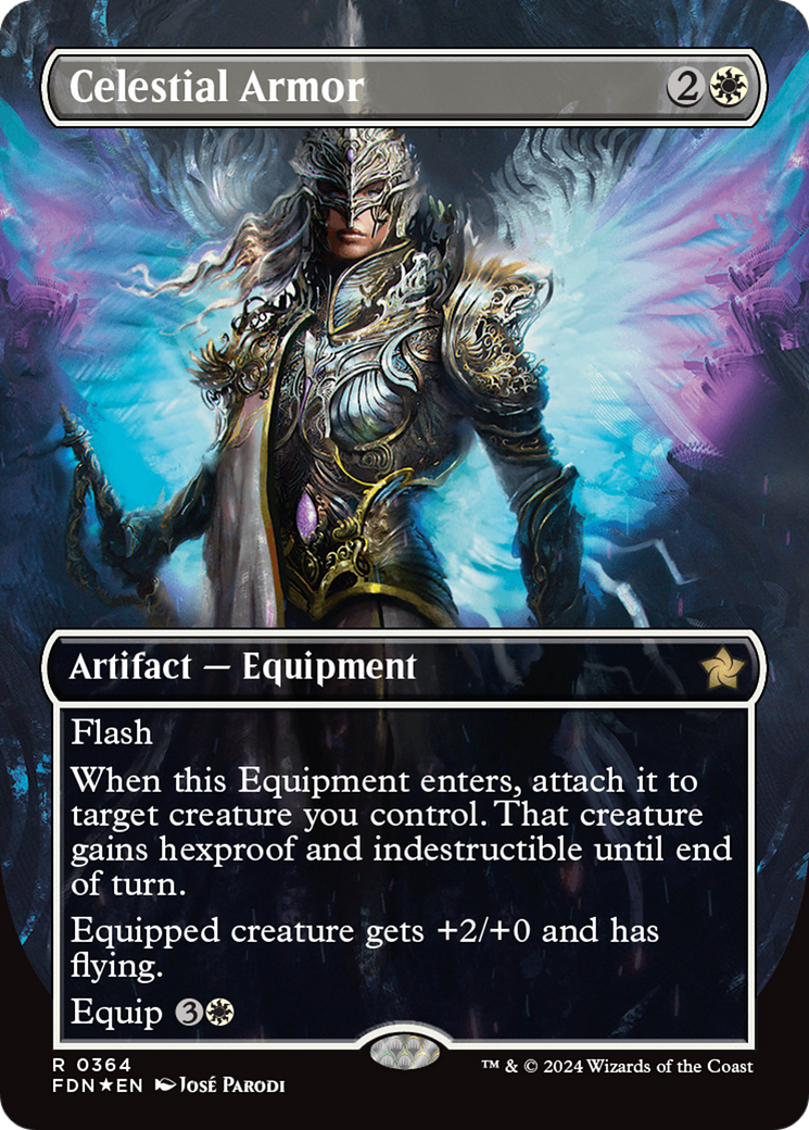 Celestial Armor (Borderless) (Mana Foil) [Foundations] | Mindsight Gaming