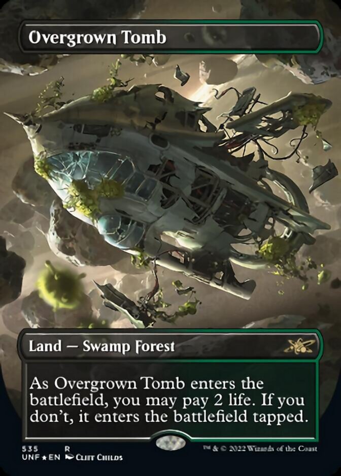 Overgrown Tomb (Borderless) (Galaxy Foil) [Unfinity] | Mindsight Gaming