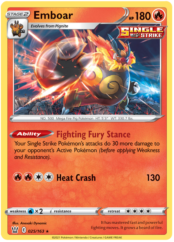 Emboar (025/163) [Sword & Shield: Battle Styles] | Mindsight Gaming