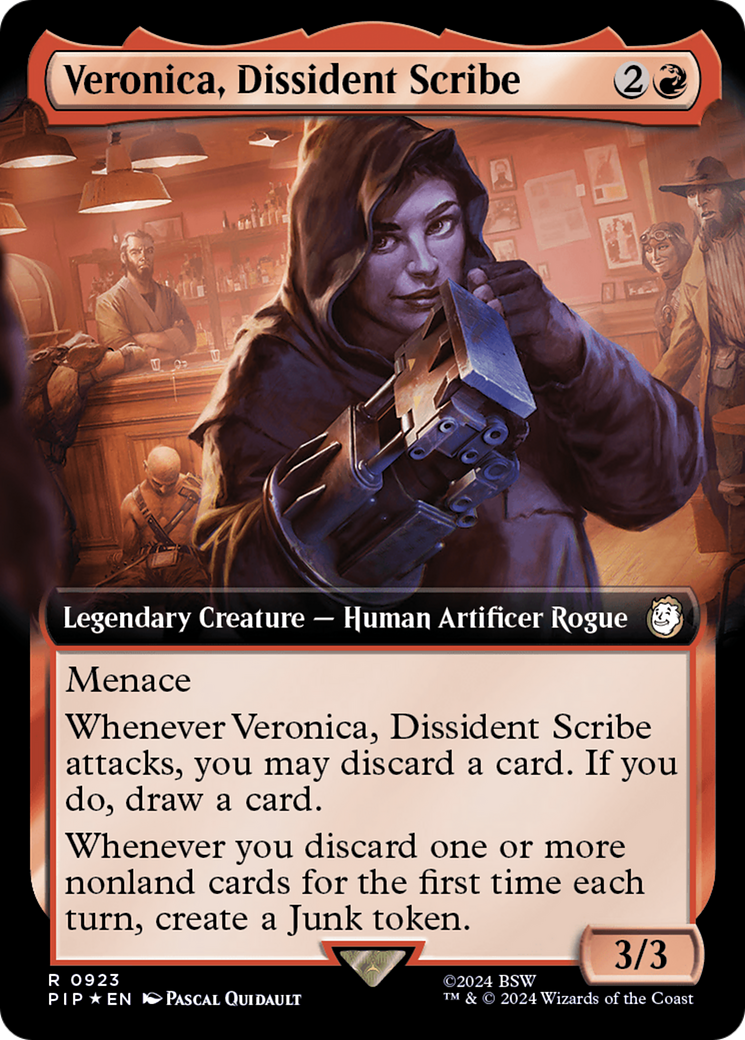 Veronica, Dissident Scribe (Extended Art) (Surge Foil) [Fallout] | Mindsight Gaming