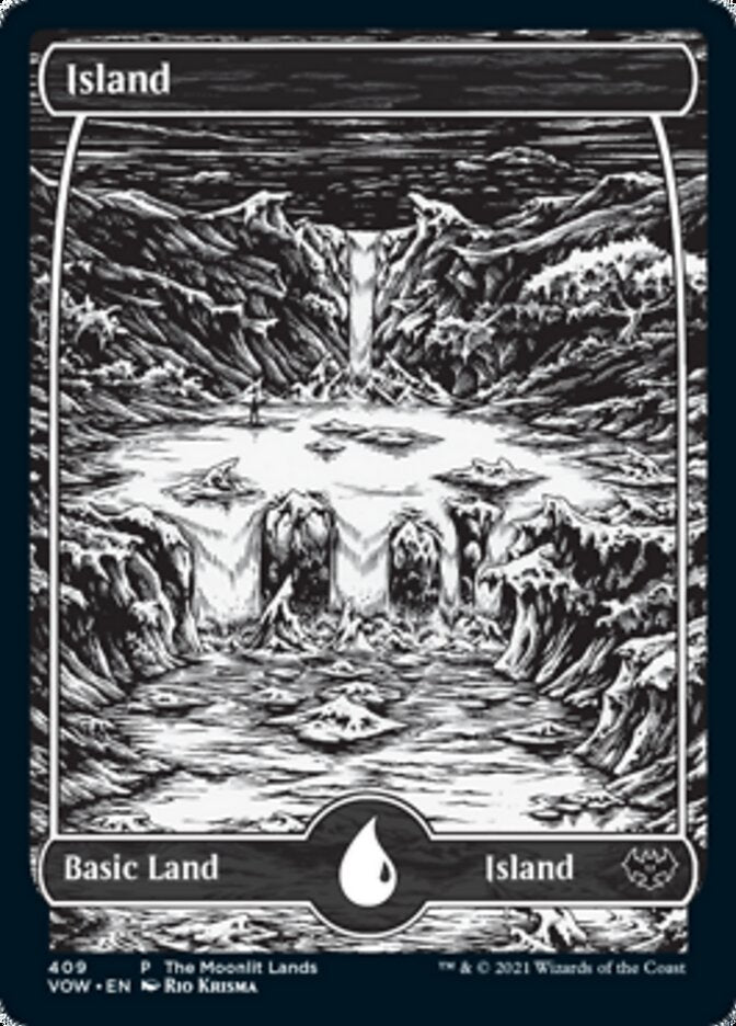 Island (The Moonlit Lands) (Foil Etched) [Innistrad: Crimson Vow Promos] | Mindsight Gaming