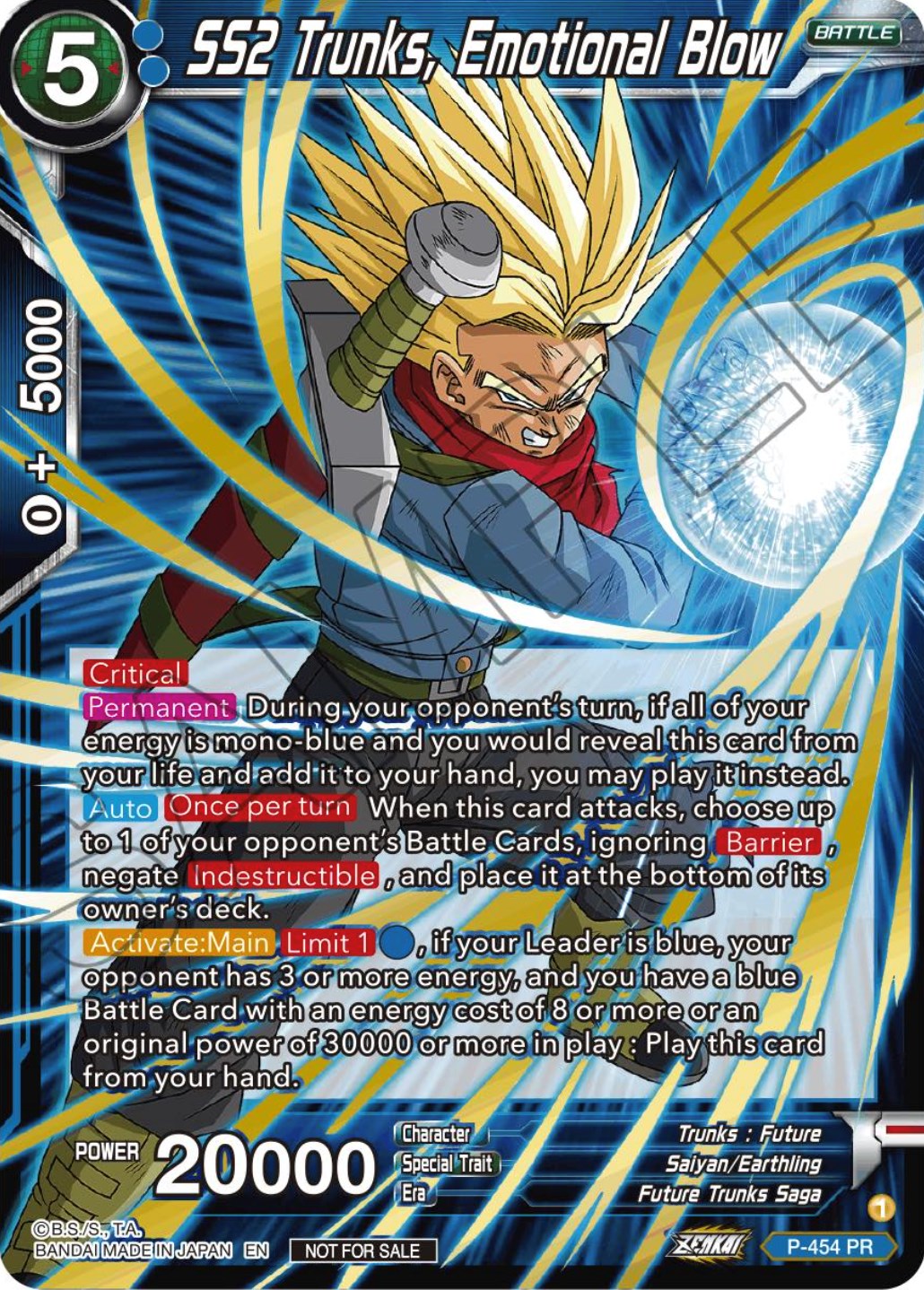 SS2 Trunks, Emotional Blow (Championship Selection Pack 2023 Vol.1) (Holo) (P-454) [Tournament Promotion Cards] | Mindsight Gaming