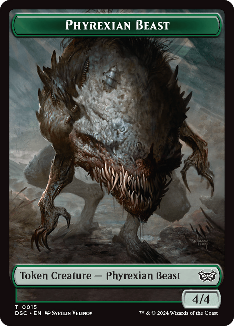 Phyrexian Beast //Manifest Double-Sided Token [Duskmourn: House of Horror Commander Tokens] | Mindsight Gaming