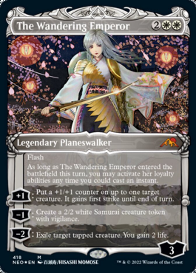 The Wandering Emperor (Showcase) (Foil Etched) [Kamigawa: Neon Dynasty] | Mindsight Gaming