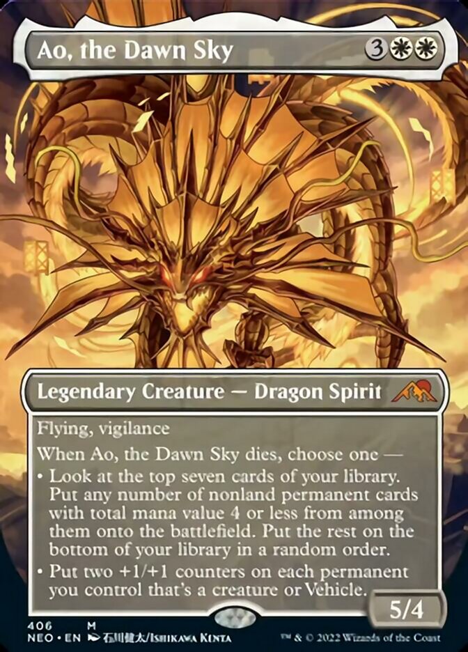 Ao, the Dawn Sky (Borderless Alternate Art) [Kamigawa: Neon Dynasty] | Mindsight Gaming