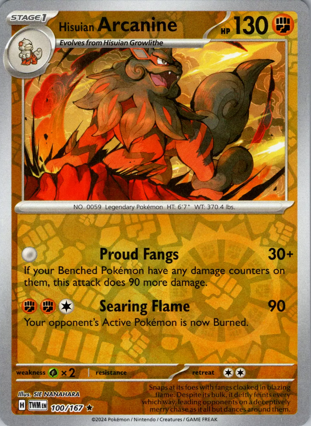 Hisuian Arcanine (100/167) [Scarlet & Violet: Twilight Masquerade] | Mindsight Gaming