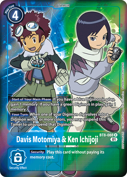 Davis Motomiya & Ken Ichijoji [BT8-088] (Alternative Art - Box Topper) [New Awakening] | Mindsight Gaming