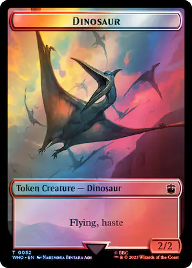 Human Rogue // Dinosaur Double-Sided Token (Surge Foil) [Doctor Who Tokens] | Mindsight Gaming