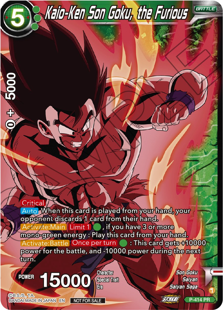 Kaio-Ken Son Goku, the Furious (Zenkai Series Tournament Pack Vol.1 Winner) (P-414) [Tournament Promotion Cards] | Mindsight Gaming