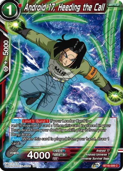 Android 17, Heeding the Call (BT16-009) [Realm of the Gods] | Mindsight Gaming