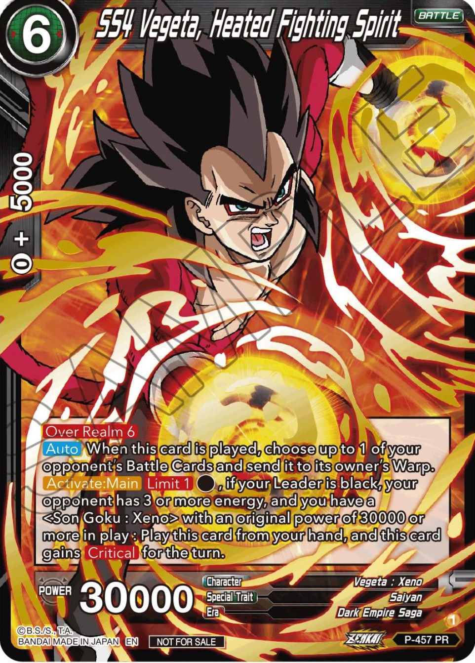 SS4 Vegeta, Heated Fighting Spirit (Championship Selection Pack 2023 Vol.1) (Holo) (P-457) [Tournament Promotion Cards] | Mindsight Gaming