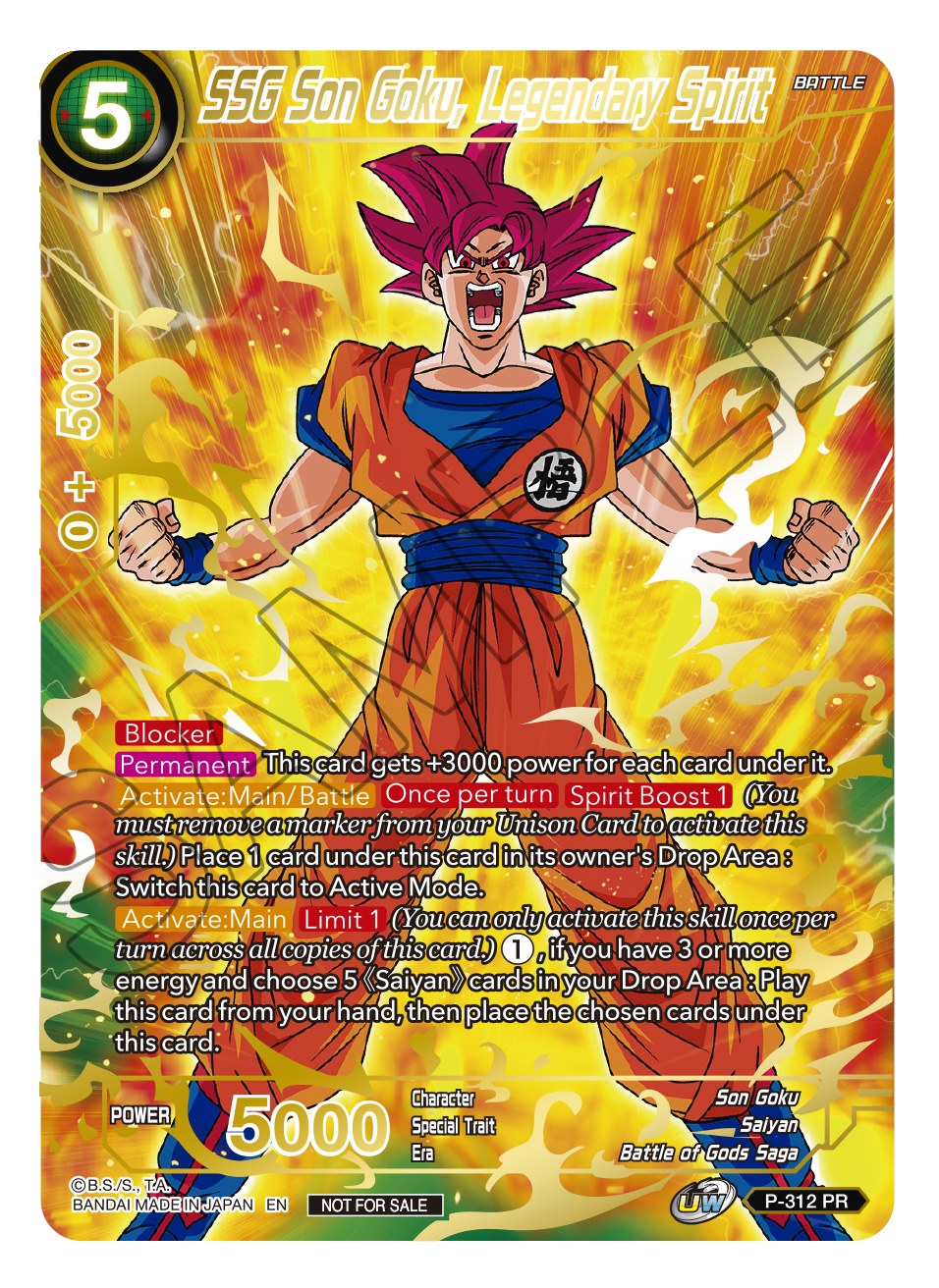 SSG Son Goku, Legendary Spirit (Gold Stamped) (P-312) [Promotion Cards] | Mindsight Gaming