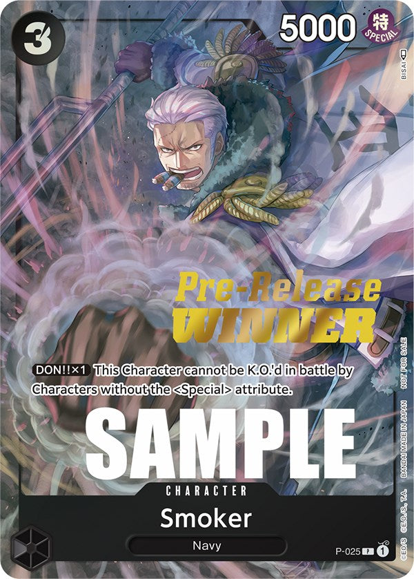 Smoker (Pre-Release) [Winner] [One Piece Promotion Cards] | Mindsight Gaming