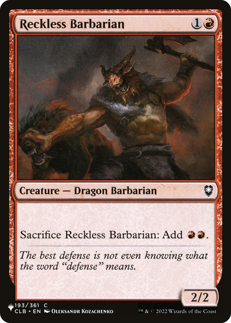 Reckless Barbarian [The List Reprints] | Mindsight Gaming