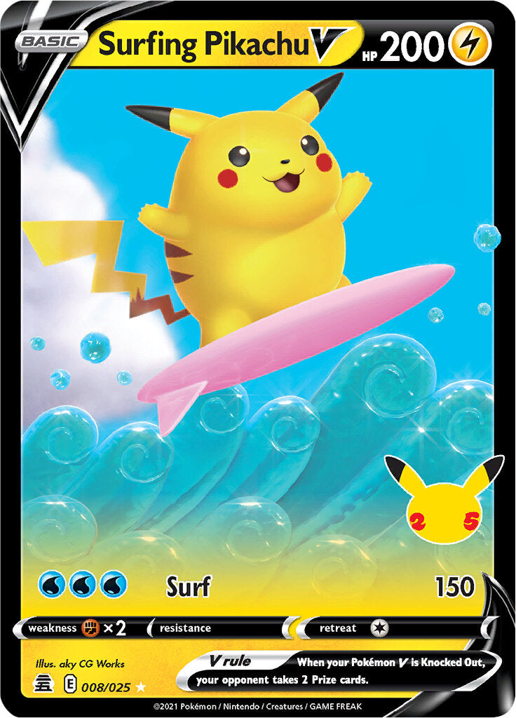 Surfing Pikachu V (008/025) [Celebrations: 25th Anniversary] | Mindsight Gaming