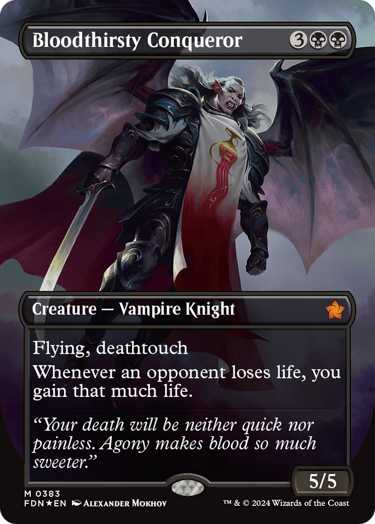 Bloodthirsty Conqueror (Borderless) (Mana Foil) [Foundations] | Mindsight Gaming