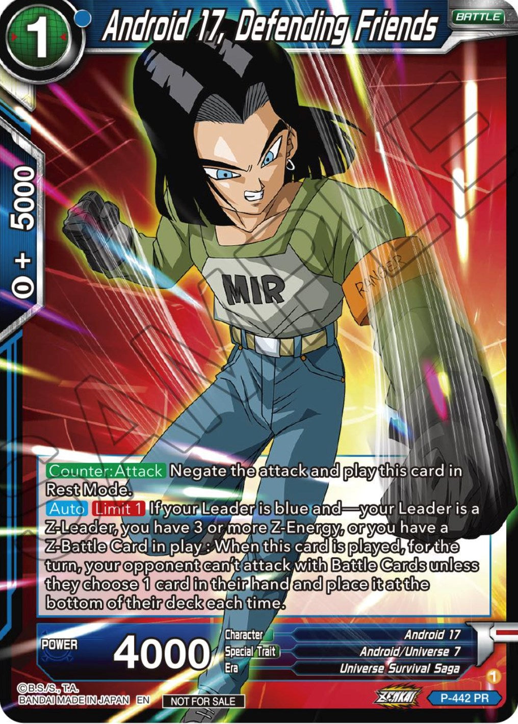 Android 17, Defending Friends (Zenkai Series Tournament Pack Vol.2) (P-442) [Tournament Promotion Cards] | Mindsight Gaming