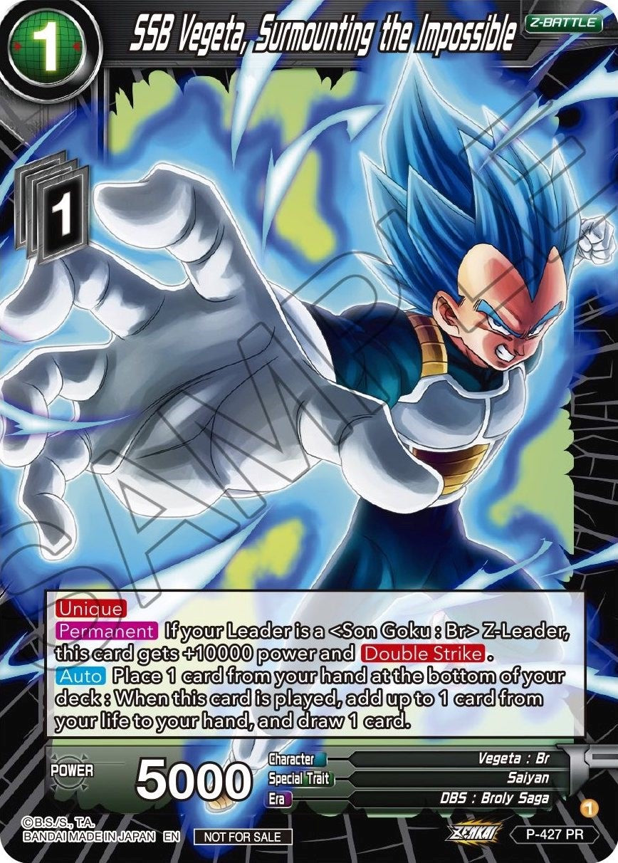 SSB Vegeta, Surmounting the Impossible (P-427) [Promotion Cards] | Mindsight Gaming