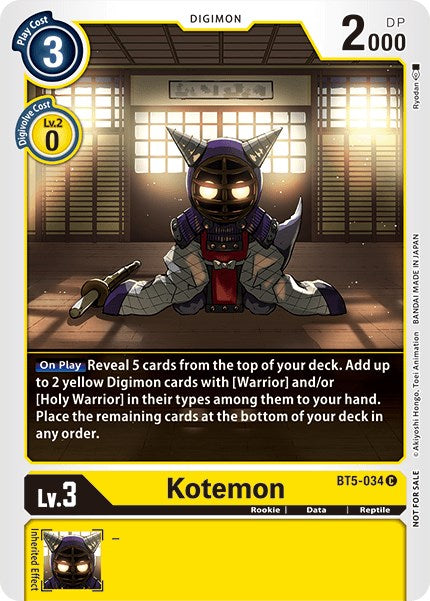 Kotemon [BT5-034] (Tamer Party Vol. 5) [Battle of Omni Promos] | Mindsight Gaming