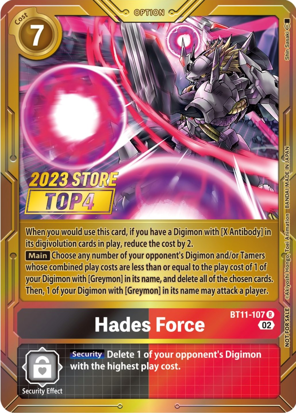 Hades Force [BT11-107] (2023 Store Top 4) [Dimensional Phase Promos] | Mindsight Gaming