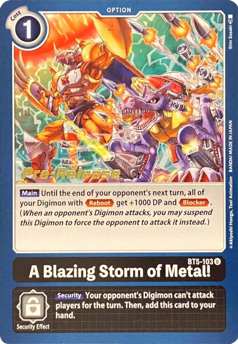 A Blazing Storm of Metal! [BT5-103] [Battle of Omni Pre-Release Promos] | Mindsight Gaming
