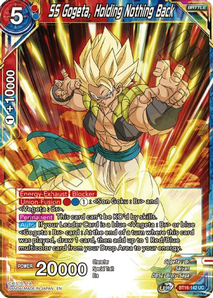 SS Gogeta, Holding Nothing Back (BT16-142) [Realm of the Gods] | Mindsight Gaming