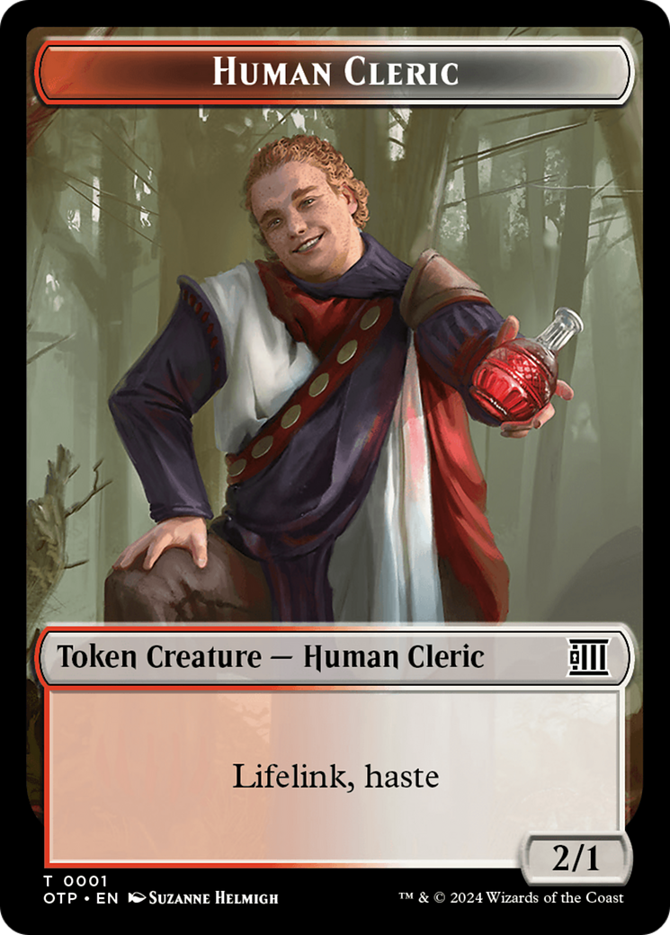 Human Cleric // Plot Double-Sided Token [Outlaws of Thunder Junction: Breaking News Tokens] | Mindsight Gaming