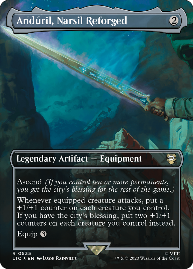 Anduril, Narsil Reforged (Borderless) (Surge Foil) [The Lord of the Rings: Tales of Middle-Earth Commander] | Mindsight Gaming