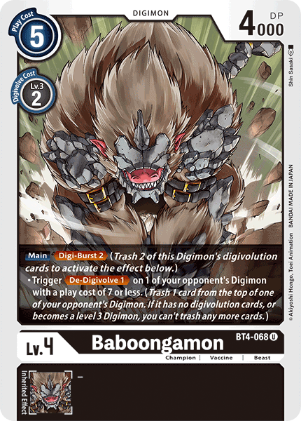 Baboongamon [BT4-068] [Great Legend] | Mindsight Gaming