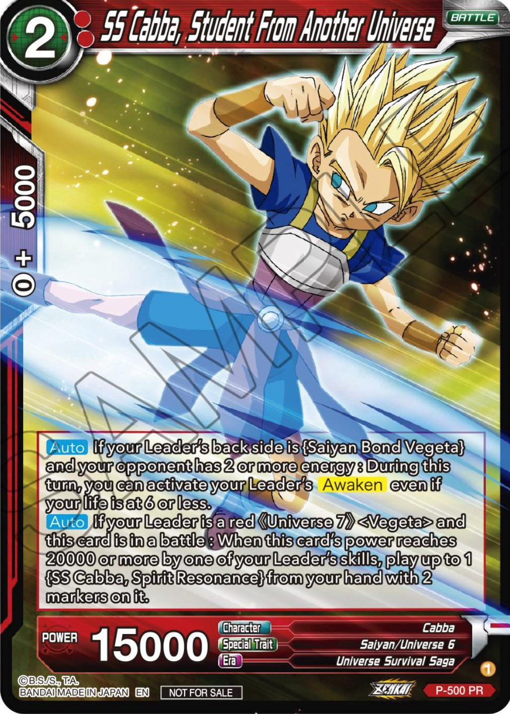 SS Cabba, Student From Another Universe (Zenkai Series Tournament Pack Vol.4) (P-500) [Tournament Promotion Cards] | Mindsight Gaming