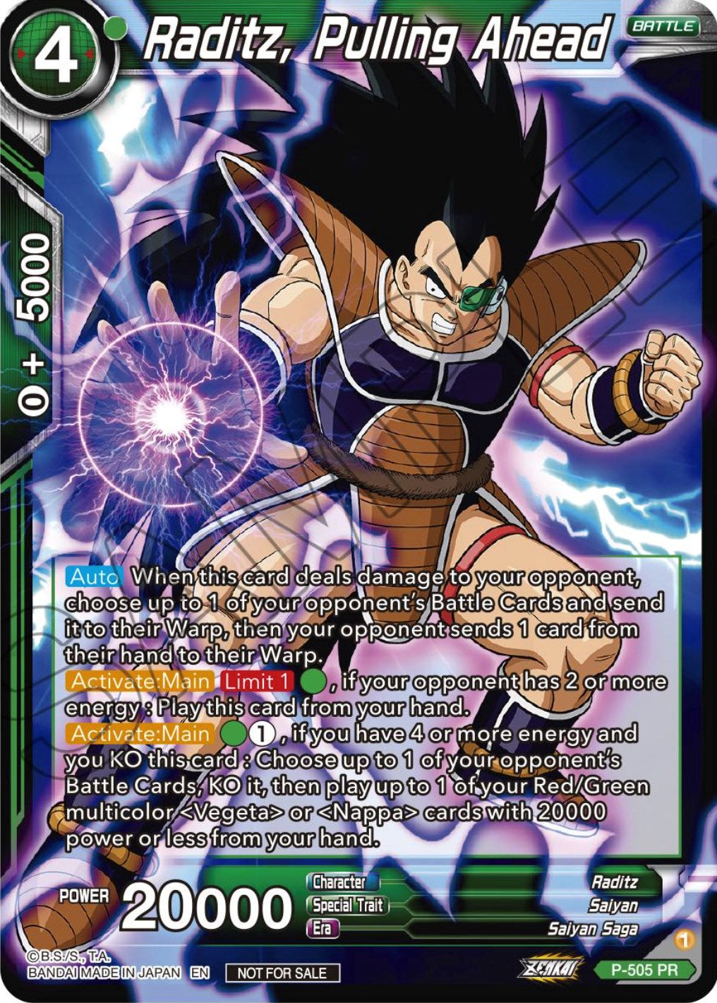 Raditz, Pulling Ahead (Zenkai Series Tournament Pack Vol.4) (P-505) [Tournament Promotion Cards] | Mindsight Gaming