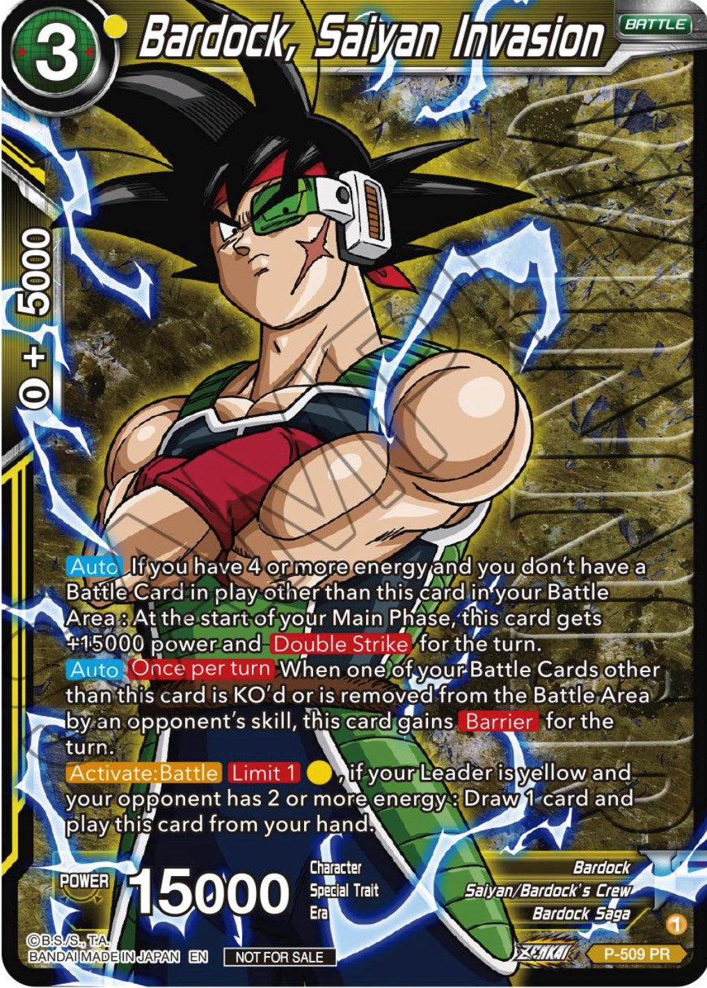 Bardock, Saiyan Invasion (Zenkai Series Tournament Pack Vol.4 Winner) (P-509) [Tournament Promotion Cards] | Mindsight Gaming