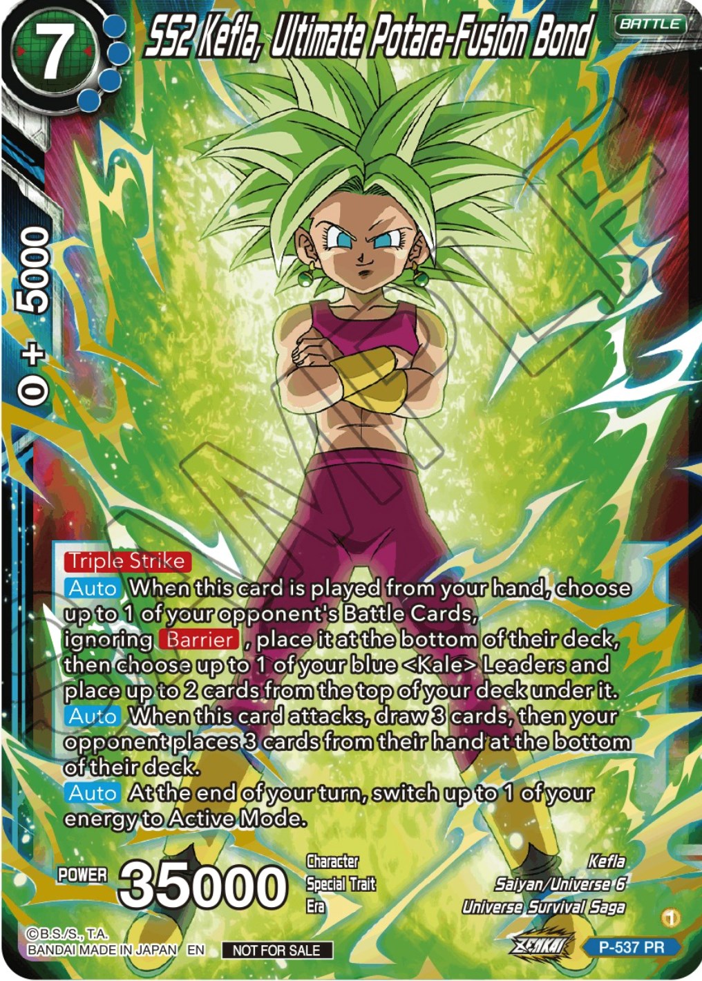 SS2 Kefla, Ultimate Potara-Fusion Bond (Championship Selection Pack 2023 Vol.2) (Gold-Stamped Silver Foil) (P-537) [Tournament Promotion Cards] | Mindsight Gaming