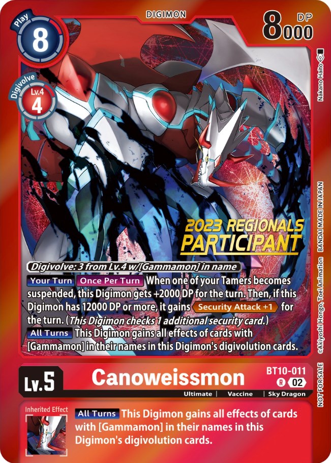 Canoweissmon [BT10-011] (2023 Regionals Participant) [Xros Encounter Promos] | Mindsight Gaming