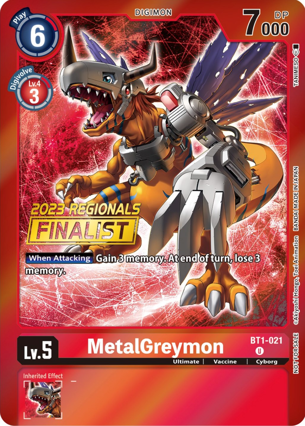 MetalGreymon [BT1-021] (2023 Regionals Finalist) [Release Special Booster Promos] | Mindsight Gaming