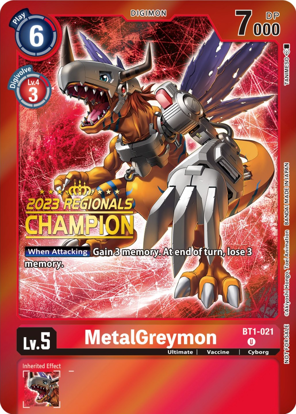 MetalGreymon [BT1-021] (2023 Regionals Champion) [Release Special Booster Promos] | Mindsight Gaming