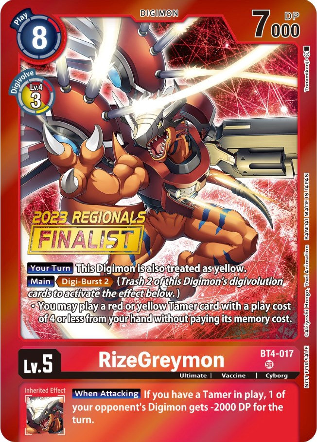 RizeGreymon [BT4-017] (2023 Regionals Finalist) [Great Legend Promos] | Mindsight Gaming