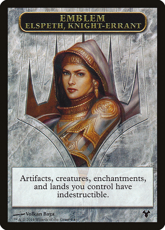 Emblem - Elspeth, Knight-Errant // Soldier Double-Sided Token [Modern Event Deck 2014 Tokens] | Mindsight Gaming