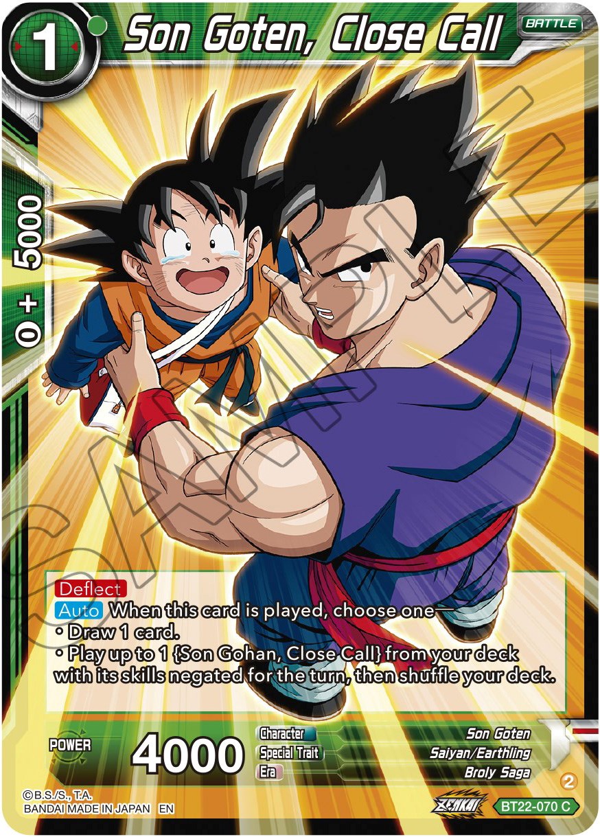 Son Goten, Close Call (BT22-070) [Critical Blow] | Mindsight Gaming