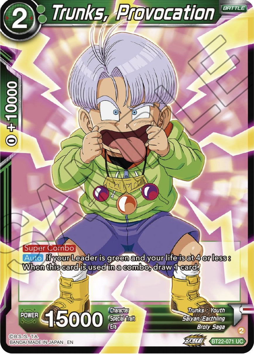 Trunks, Provocation (BT22-071) [Critical Blow] | Mindsight Gaming