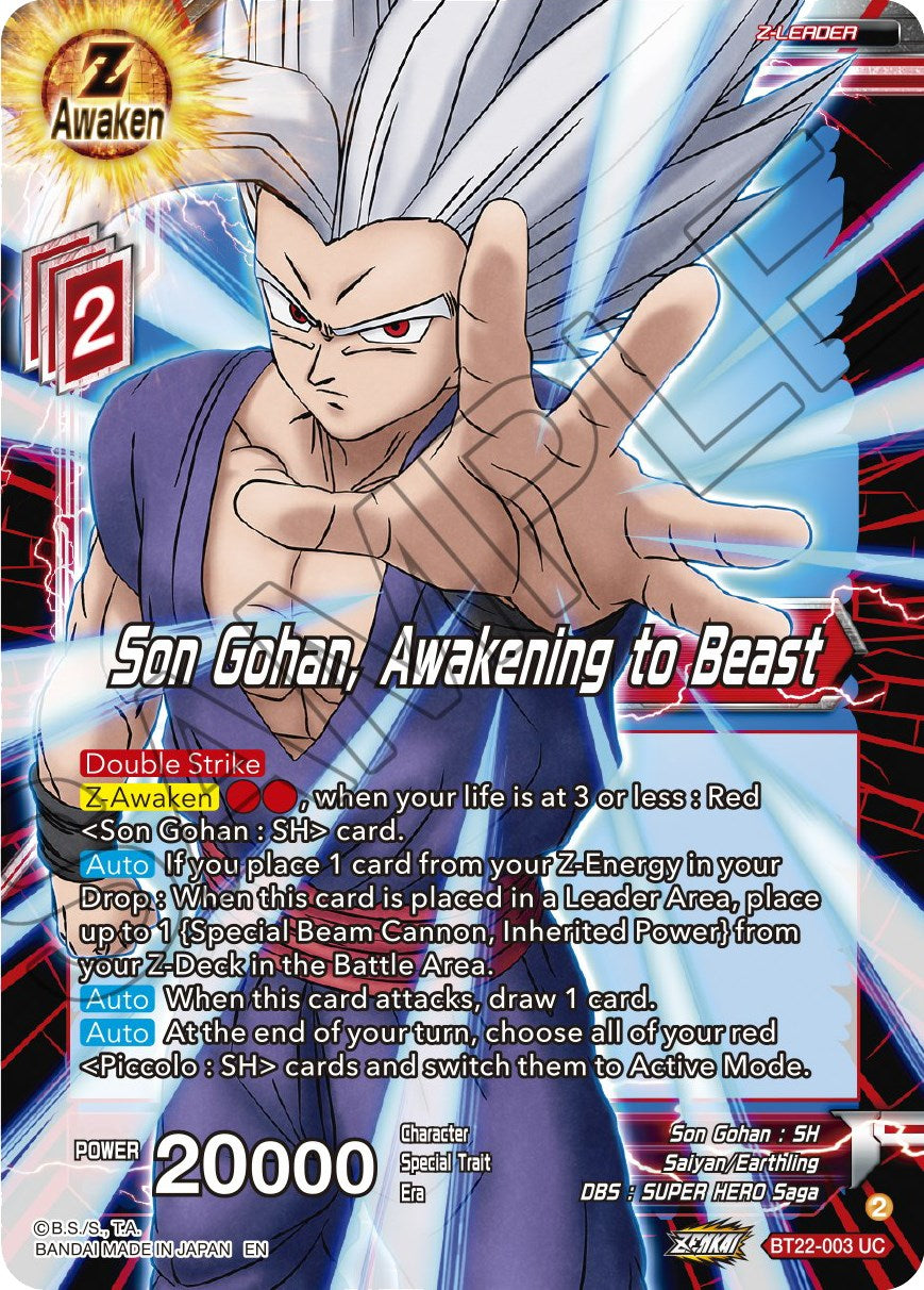 Son Gohan, Awakening to Beast (BT22-003) [Critical Blow] | Mindsight Gaming